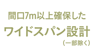 間口7m以上確保したワイドスパン設計（一部除く）